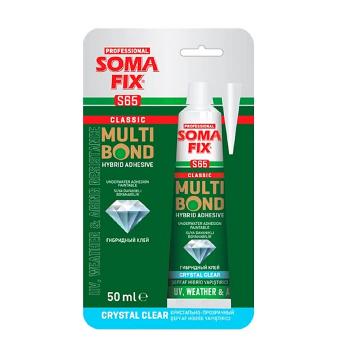 SomaFix Professional S65 hibrid általános ragasztó - MULTIBOND CRYSTAL CLEAR